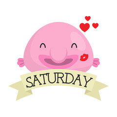 Saturday Blob Fish Feeling In White Background