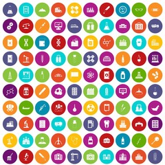 100 chemical industry icons set color