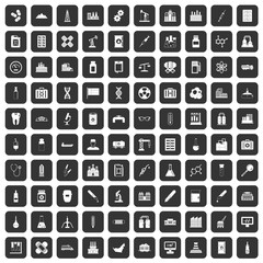 100 chemical industry icons set black