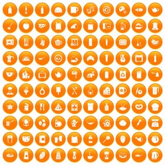 100 kitchen icons set orange