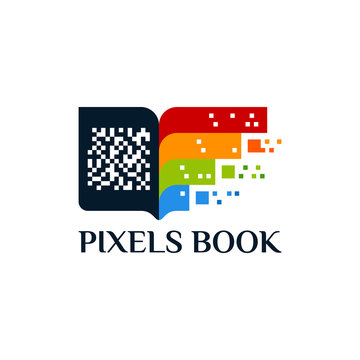 Online Education Logo template, pixel book education logo template designs vector illustration