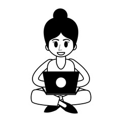 happy person using laptop icon image