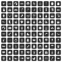 100 children icons set black