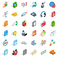 Business plan icons set, isometric style