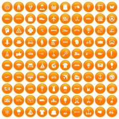 100 logistics icons set orange