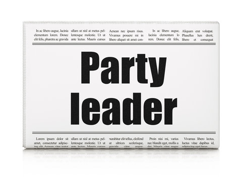 Politics concept: newspaper headline Party Leader