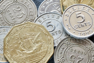 Extreme close up picture of Belize money, shallow depth of field.