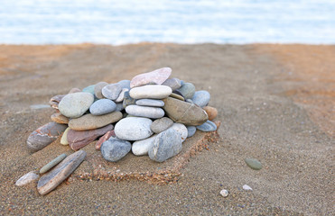 Fototapeta na wymiar photo texture of beach pebbles at Pori beach Lakonia Peloponnese Greece
