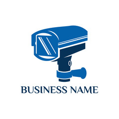 blue CCTV Security Camera Logo template designs vector illustration