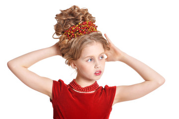 little girl with retro hairstyle