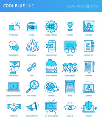 Modern thin line icons set of social  media. Premium quality outline symbol set. Simple linear pictogram pack. Editable line series