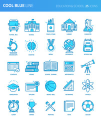 Modern thin line icons set of education & school. Premium quality outline symbol set. Simple linear pictogram pack. Editable line series