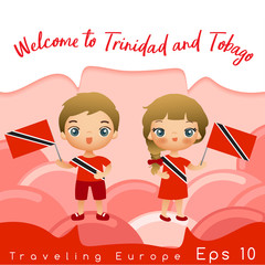 Boy and girl with national flag : Vector Illustration