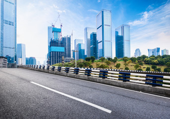 Obraz premium Financial center beside the road