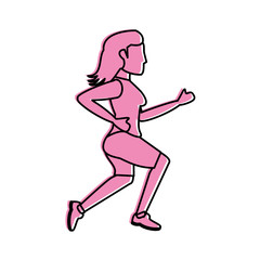 Fototapeta na wymiar woman avatar running icon image