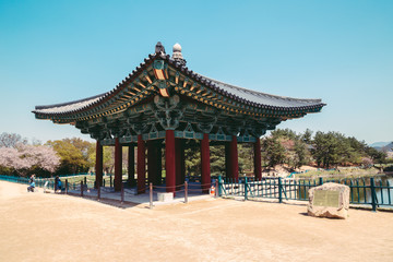 Fototapeta premium Korean heritage site Anapji Pond at Gyeongju, South Korea in spring