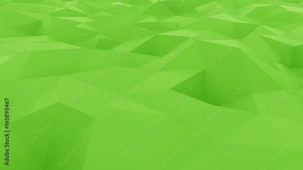Poster abstract glossy polygonal green surface. loopable motion background