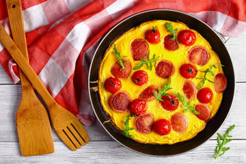 quick and easy breakfast- omelette with sausages
