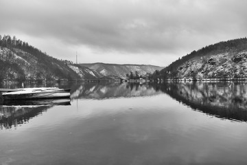 Railway bridge over the Vltava river, Czech Republic .