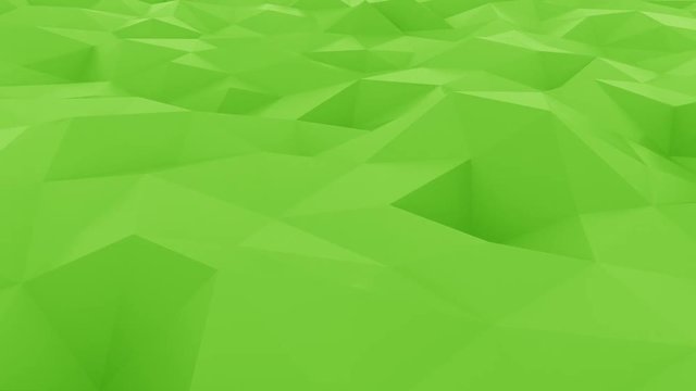 Abstract glossy polygonal green surface. Loopable motion background