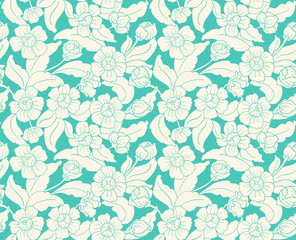 Turquoise Flowers Pattern
