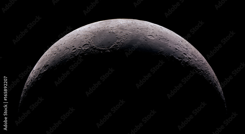 Wall mural high detail 15% crescent moon shot at 2.700mm focal length