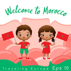 Boy and girl with national flag : Vector Illustration