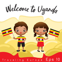 Boy and girl with national flag : Vector Illustration