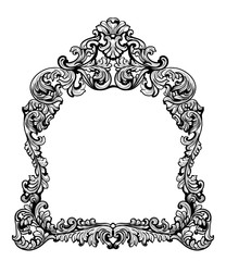 Fabulous Baroque Mirror frame set. Vector French Luxury rich carved ornaments. Victorian wealthy Style furniture
