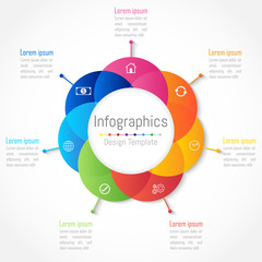 Infographic design elements for your business with 7 options, parts, steps or processes, Vector Illustration.