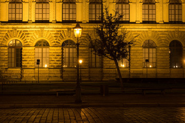 The old buildings in city Dresden at night