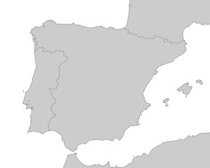 Spanien - Karte in Grau