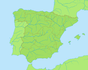 Spanien - Landkarte in Grün
