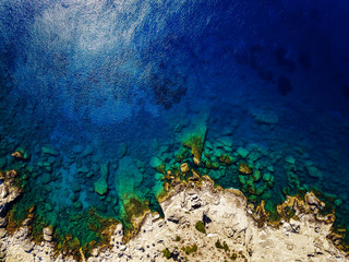 Fototapety  Aerial view of coastline and exotic sea.