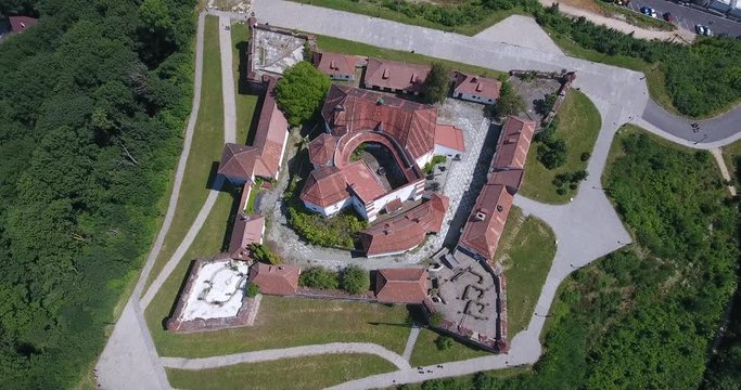 Brasov fortress in Transylvania Romania also known as Kronstadt or Brasso aerial video footage