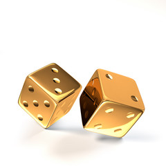 Golden Dice 3d illustration
