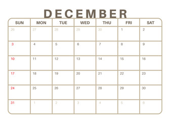 Monthly Calendar December 2017