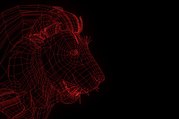 Lion in Hologram Wireframe Style. Nice 3D Rendering
- 165896603