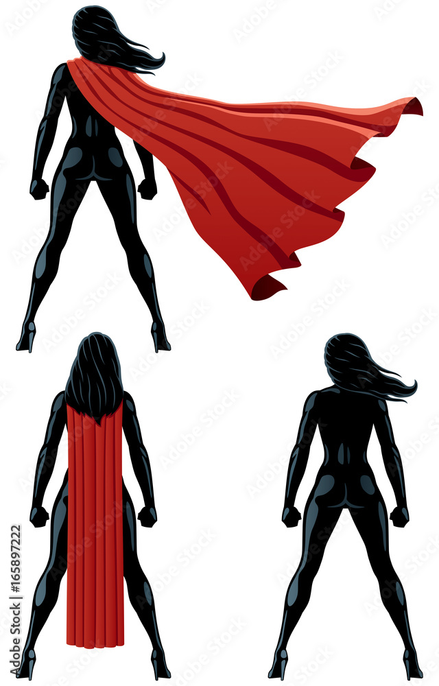 Fototapete super heroine back / back of super heroine over white background and in 3 versions.