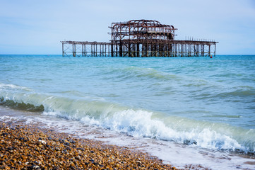 Ruins of the West Pier in Brighton, England