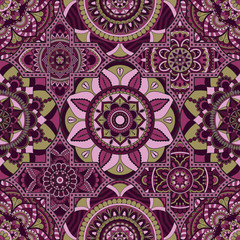 Patchwork pattern. Vintage decorative elements. Hand drawn background. Islam, Arabic, Indian, ottoman motifs. Perfect for printing on fabric or paper.