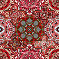 Patchwork pattern. Vintage decorative elements. Hand drawn background. Islam, Arabic, Indian, ottoman motifs. Perfect for printing on fabric or paper.
