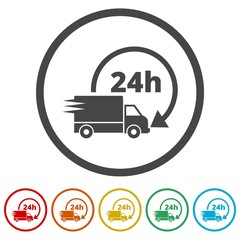 Delivery truck icons set