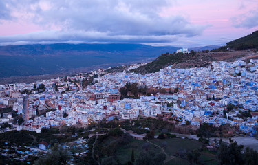 Medina of Chefchaouen city at sunset in Morocco, Africa