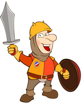 Illustration of a Cute Knight. Cartoon Character 