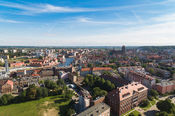 Fototapeta na wymiar Old town of Gdansk, aerial view