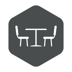 Icono plano comedor en hexagono gris