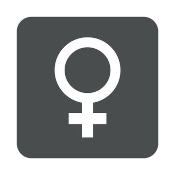 Icono plano femenino en cuadrado gris