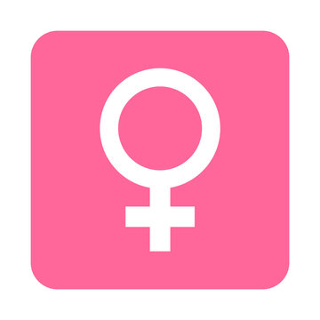 Icono plano femenino en cuadrado rosa