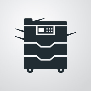 Icono plano fotocopiadora en fondo degradado